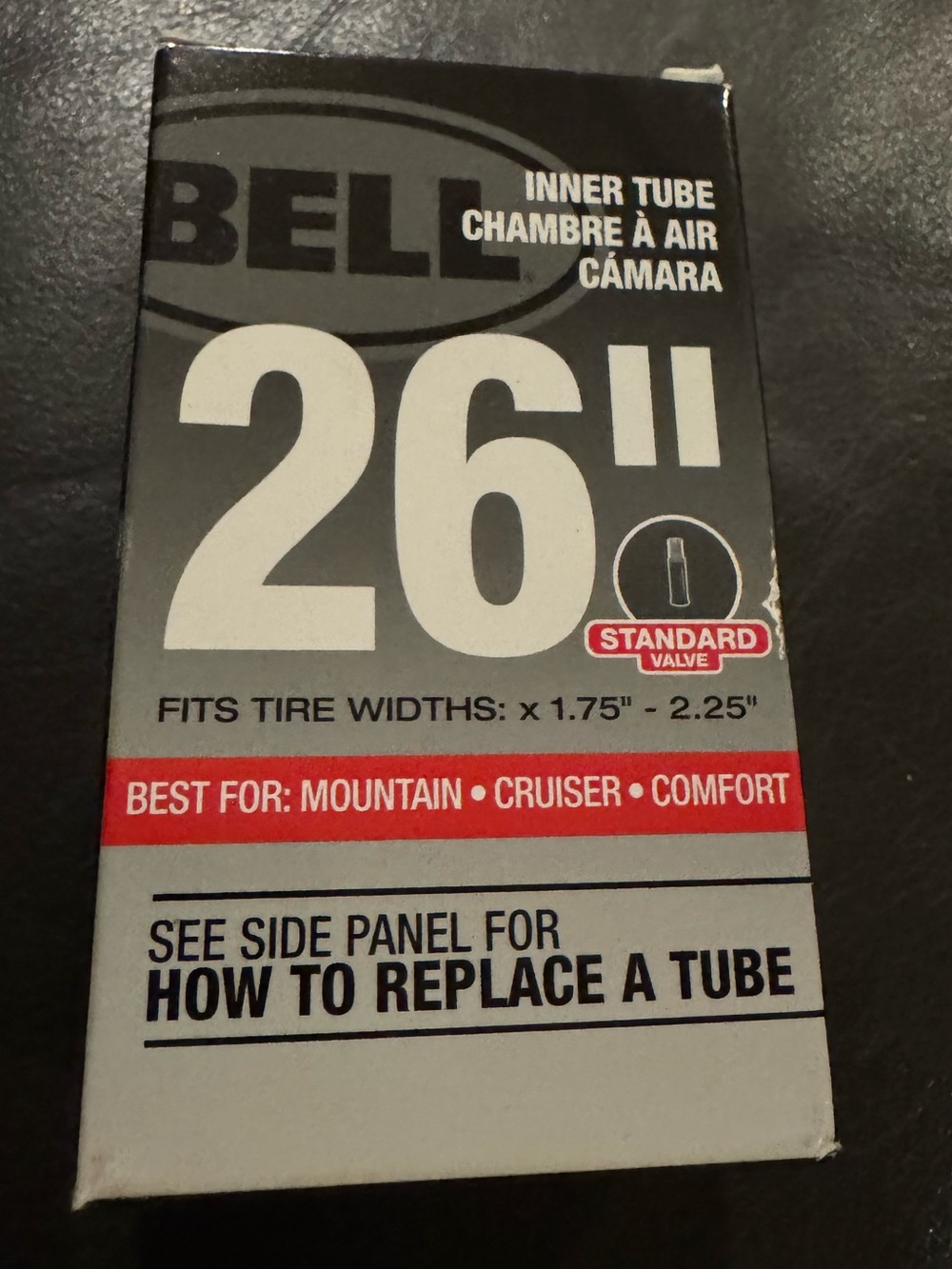 Bell Bicycle Inner Tube Black 26” Standard width 1.65-2.25”